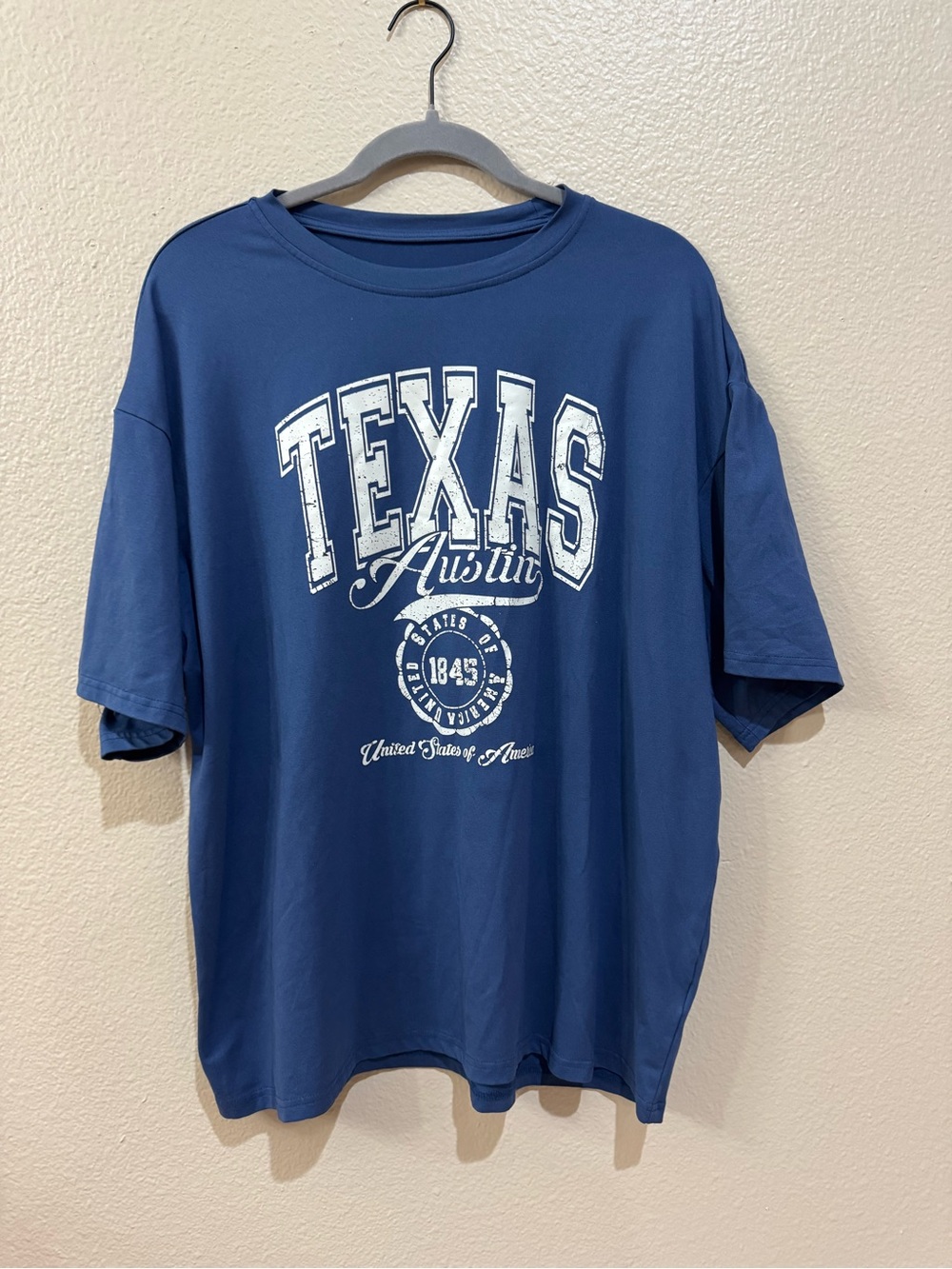 SHEIN Blue Texas Austin 1845 Oversized Graphic Tee M